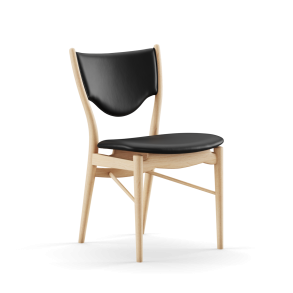 46 Stol FJ4652, Eg Lys Olie, Sort Prestige-lder