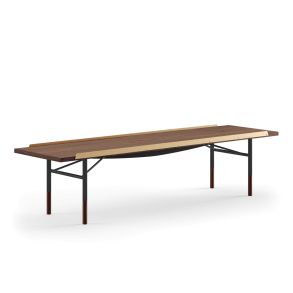 Bord-bnk m/messinglister FJ5517, 170cm, Valnd Olie/Sort Stel