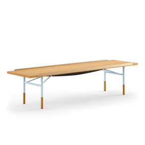 Bord-bnk m/messinglister FJ5517, 170cm, Eg Olie/Lyseblt Stel