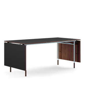 Nyhavn Spisebord m/klapper FJ5360, Lysebl Stel/Valnd Olie/Sort Linoleum