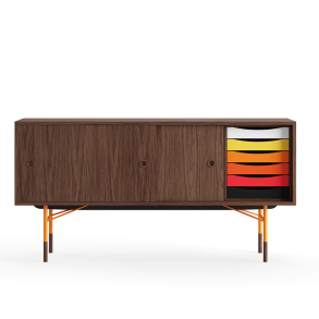 Sknk m/skuffekassette FJ5500, Valnd/Orange/Varm