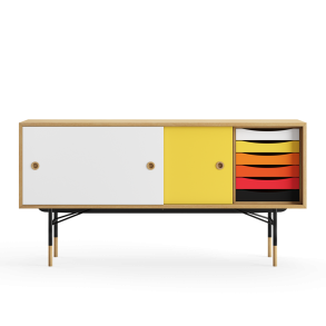 Sknk m/skuffekassette FJ5500, Eg Olie/Sort/Gul/Varm