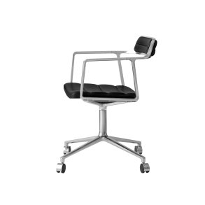 Vipp452 Drejestol med hjul, Poleret Stel/Sort Lder