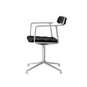 Vipp452 Drejestol, Poleret Stel/Sort Lder
