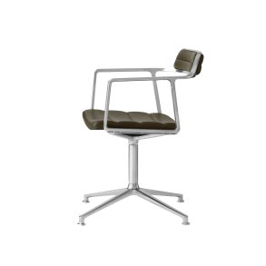 Vipp452 Drejestol, Poleret Stel/Grn Lder