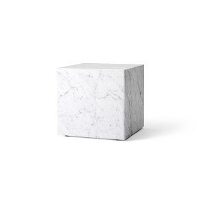 Plinth Cubic Sidebord, Hvid Carrara Marmor