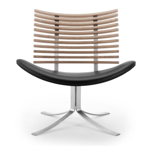 Gepard Loungestol GM4175, Eg Sbe, Sort Lder, Brstet Stl