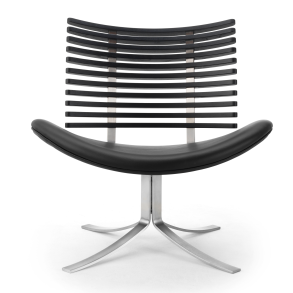 Gepard Loungestol GM4175, Sort Ask, Sort Lder, Brstet Stl