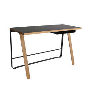 Hemingway Skrivebord med skuffe, Sort Linoleum/Eg