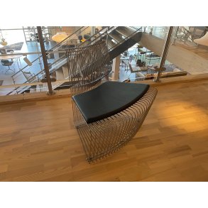 Verner Panton Wire Stol, Smal Ryg, Krom, Inkl. sort l�der hynde