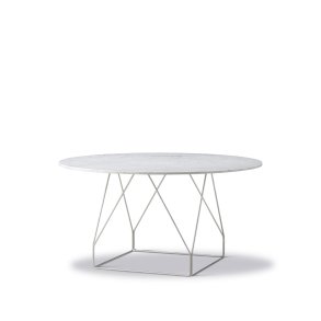 JG Bord 140, Hvid Marmor/Stl Stel