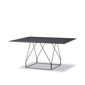 JG Bord 140x140, Sort Marmor/Sort Stel