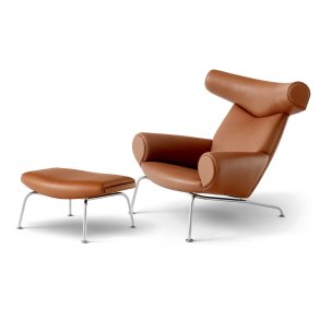 Oxchair med skammel, Cognac Max Lder