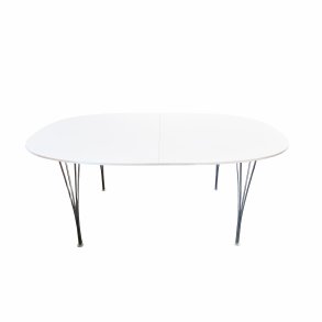Piet Hein B619 Spisebord, 120x180(300), Hvid Laminat/Krom