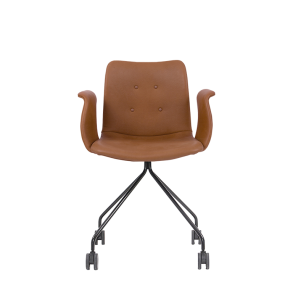 Primum Armstol, Med Hjul, Cognac Zenso, Sort Stel