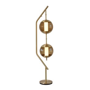 Monroe Gulvlampe, Messing / Brun Glas