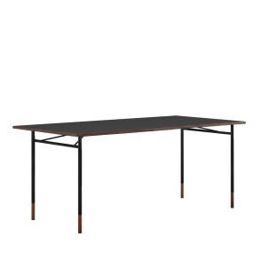 Nyhavn Arbejdsbord FJ5369, 136x68, Sort Stel/Valnd Olie/Sort Linoleum