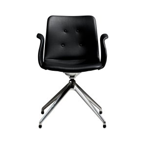 Primum Armstol, Drejestel med tilt, L�der Sort Zenso, Poleret Stel
