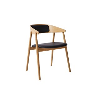 AC2 Stol, Eg Mat Lak/Sde & Ryg Sort Lder