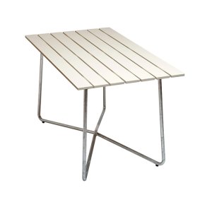 Bord B25A 120x70, Hvidlakeret Eg/Varmgalvaniseret Stl