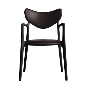 Salon Stol, Sortbejdset Eg, Mrke Brun Sierra Lder