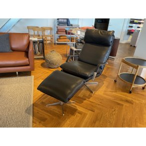 S�ren Lund SL330 Stol + Skammel, Sort L�der