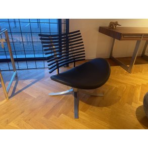 Naver Gepard Loungestol, Sort Ask, Sort L�der, St�l