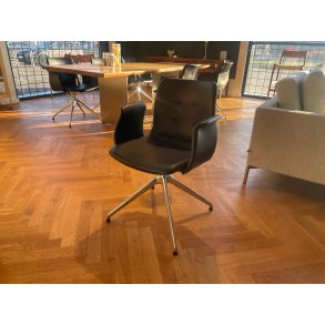 6x Primum Armstol, Krom Stel, Drejelig med tilt, Sort Zenso Lder