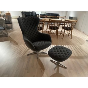 S�ren Lund SL407 Stol med skammel, Uld Stof