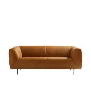 Moby Dick 2�-pers Sofa, 198cm, L�der Rio Cognac, Stel Black Grey