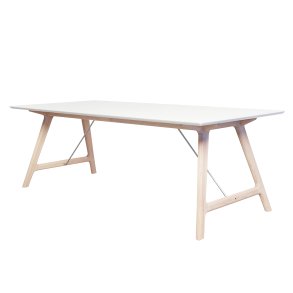 T7 Udtrksbord 95x220, Hvid Laminat/Eg