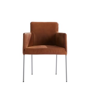 Tiba Stol, L�der Yak Brown, Stel Rustfri St�l