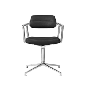 Vipp453 Drejestol, Poleret Stel/Sort Lder