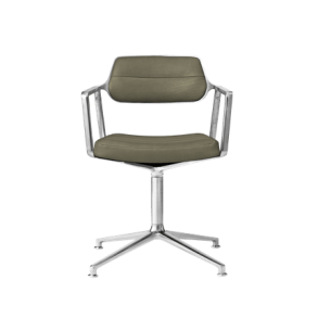 Vipp453 Drejestol, Poleret Stel/Bosco Green Lder