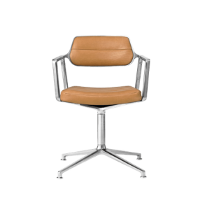 Vipp453 Drejestol, Poleret Stel/Camel Lder