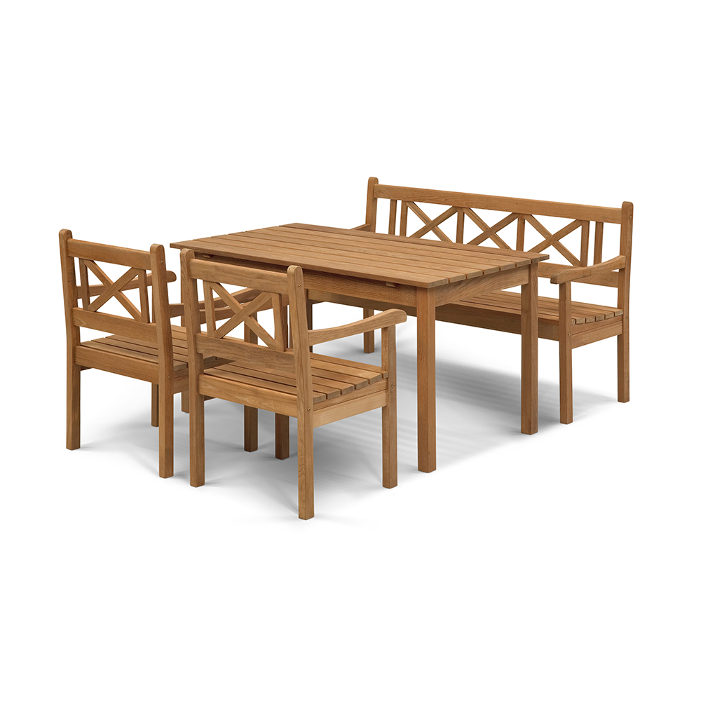 Indtil nu valse mundstykke Skagen Sæt (1 bord, 1 bænk, 2 stole), teak - Havemøbler - Heile Møbler
